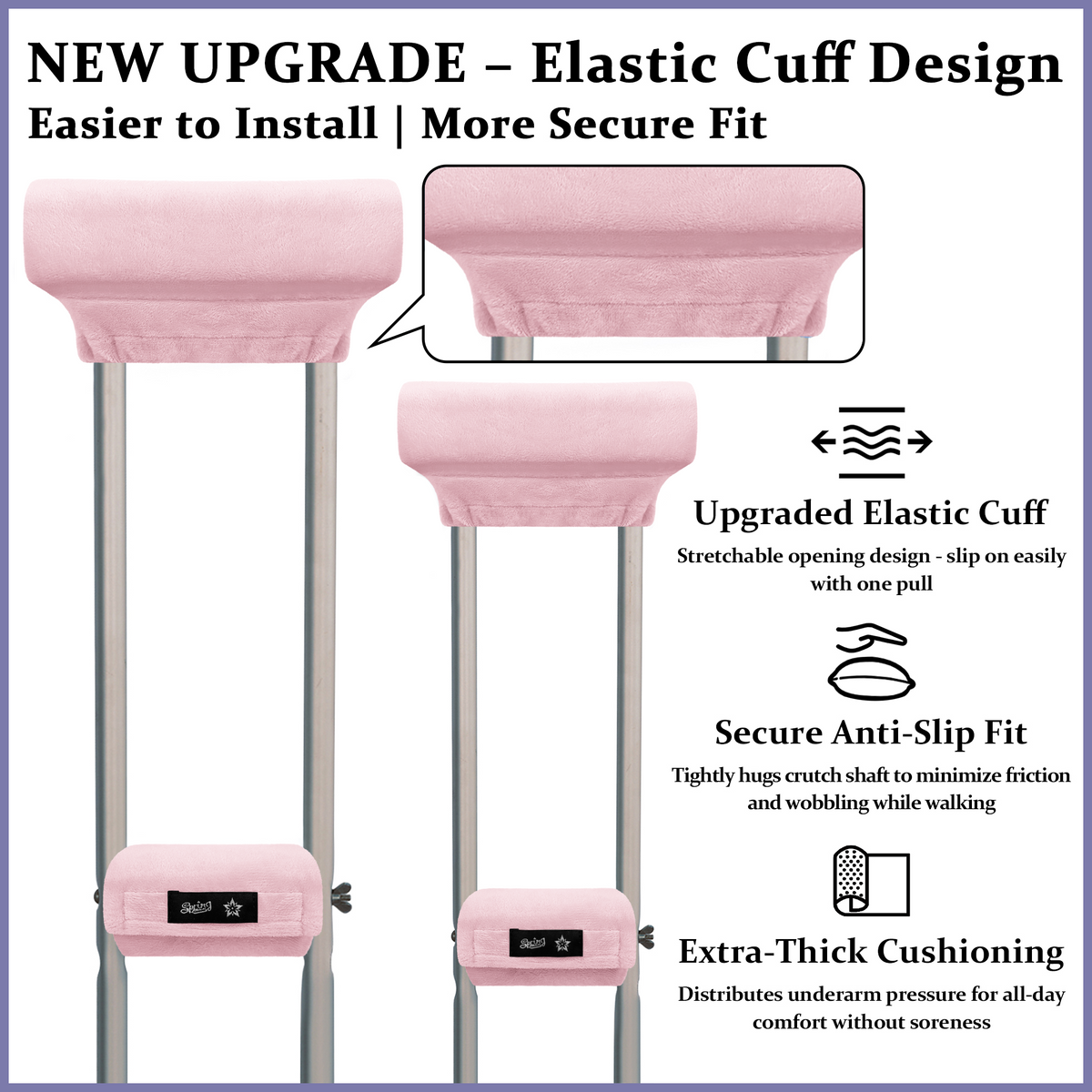 Color-​SPRING SEAON Plush Padded Crutches Covers Velvet Underarm Crutch Pads Non Slip - SpringSeaon