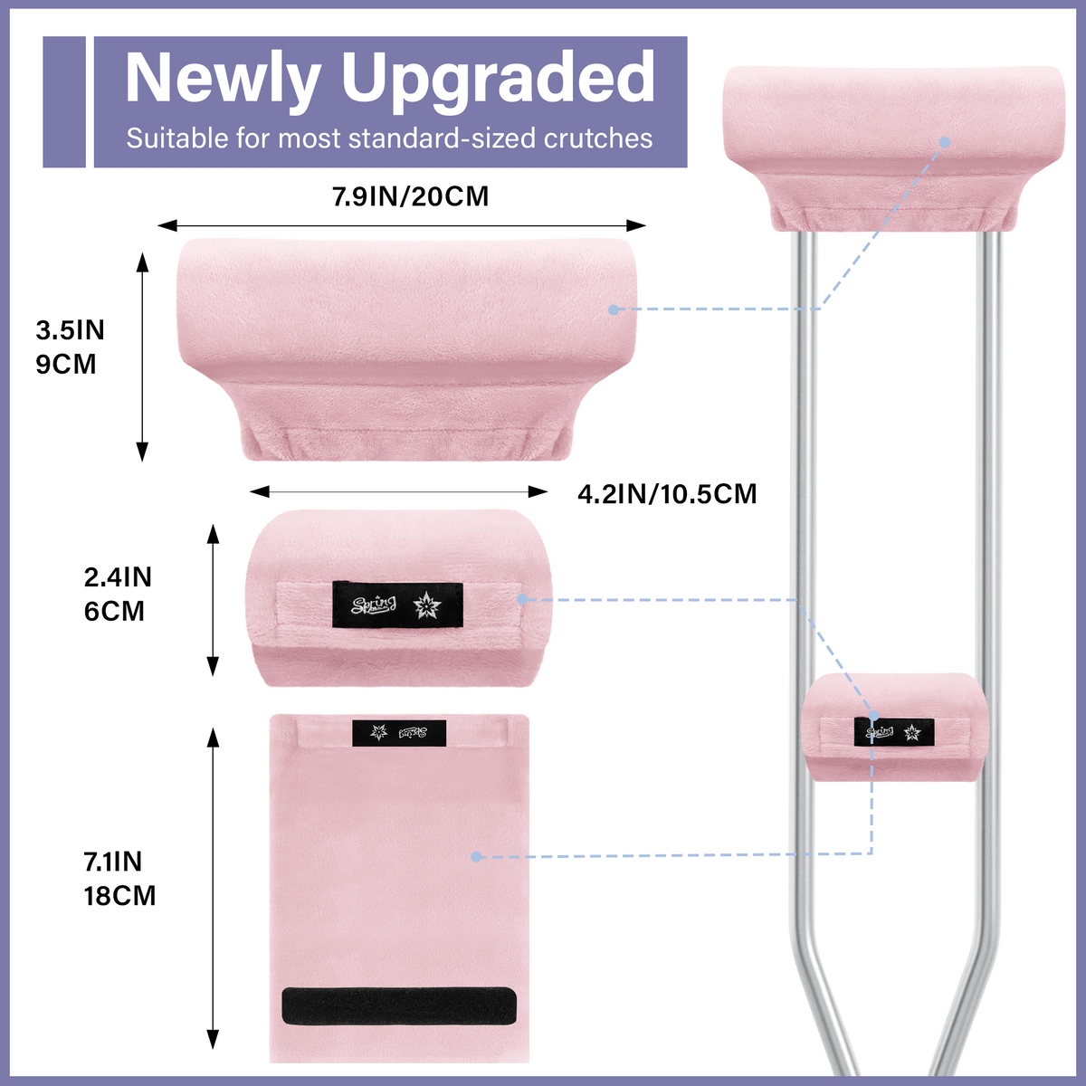 Color-​SPRING SEAON Plush Padded Crutches Covers Velvet Underarm Crutch Pads Non Slip - SpringSeaon