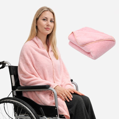 Color-​SPRING SEAON Wearable Wheelchair Blanket - Soft Fleece Shawl Poncho with Snaps Knee-Length - SpringSeaon