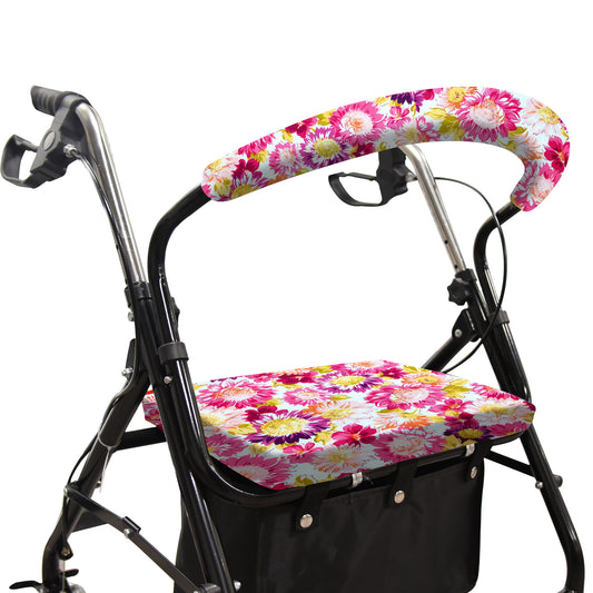 Unisex Rollator Walker Seat and Backrest Covers - Universal Soft Rollator Accessories (pink sunflower)