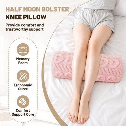 SPRING SEAON Half Moon Knee Pillow - Plush Cover, Memory Foam, 17 Inch
