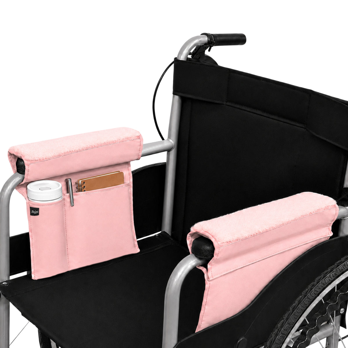 SPRING SEAON 2 Pack Wheelchair Armrest Pads and Waterproof Side Bag
