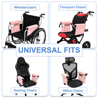 SPRING SEAON 2 Pack Wheelchair Armrest Pads and Waterproof Side Bag