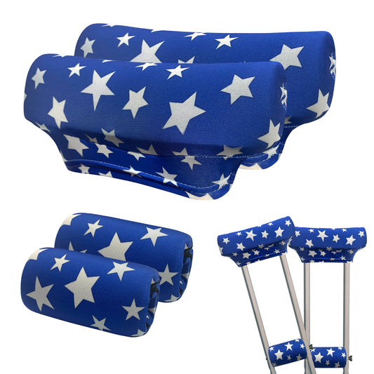 SpringSeaon Blue Stars Underarm Crutch's Pad and Hand Grip Covers Universal Crutch Accessories