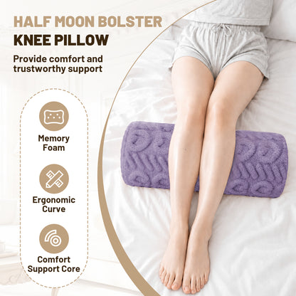 SPRING SEAON Half Moon Knee Pillow - Plush Cover, Memory Foam, 17 Inch
