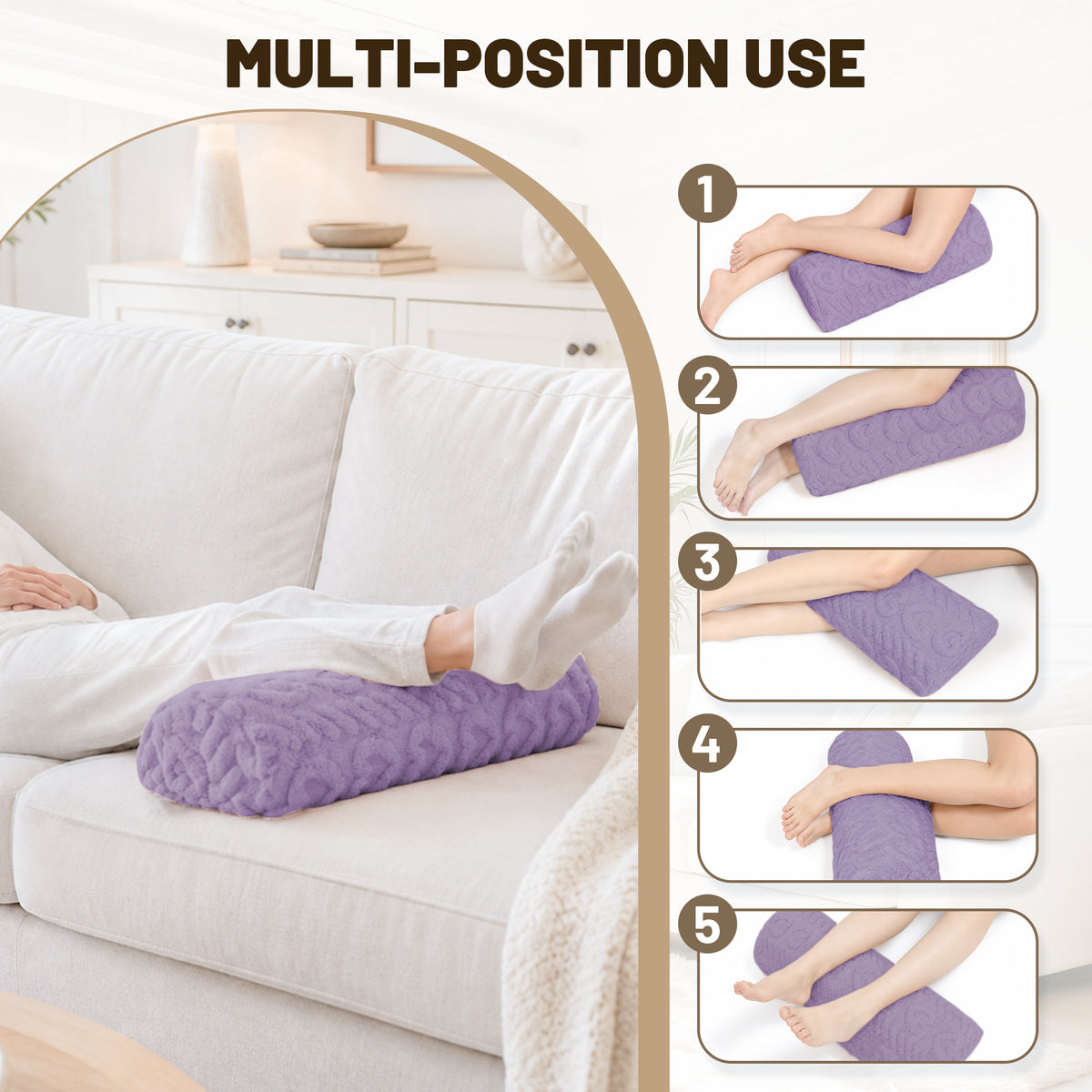 SPRING SEAON Half Moon Knee Pillow - Plush Cover, Memory Foam, 17 Inch