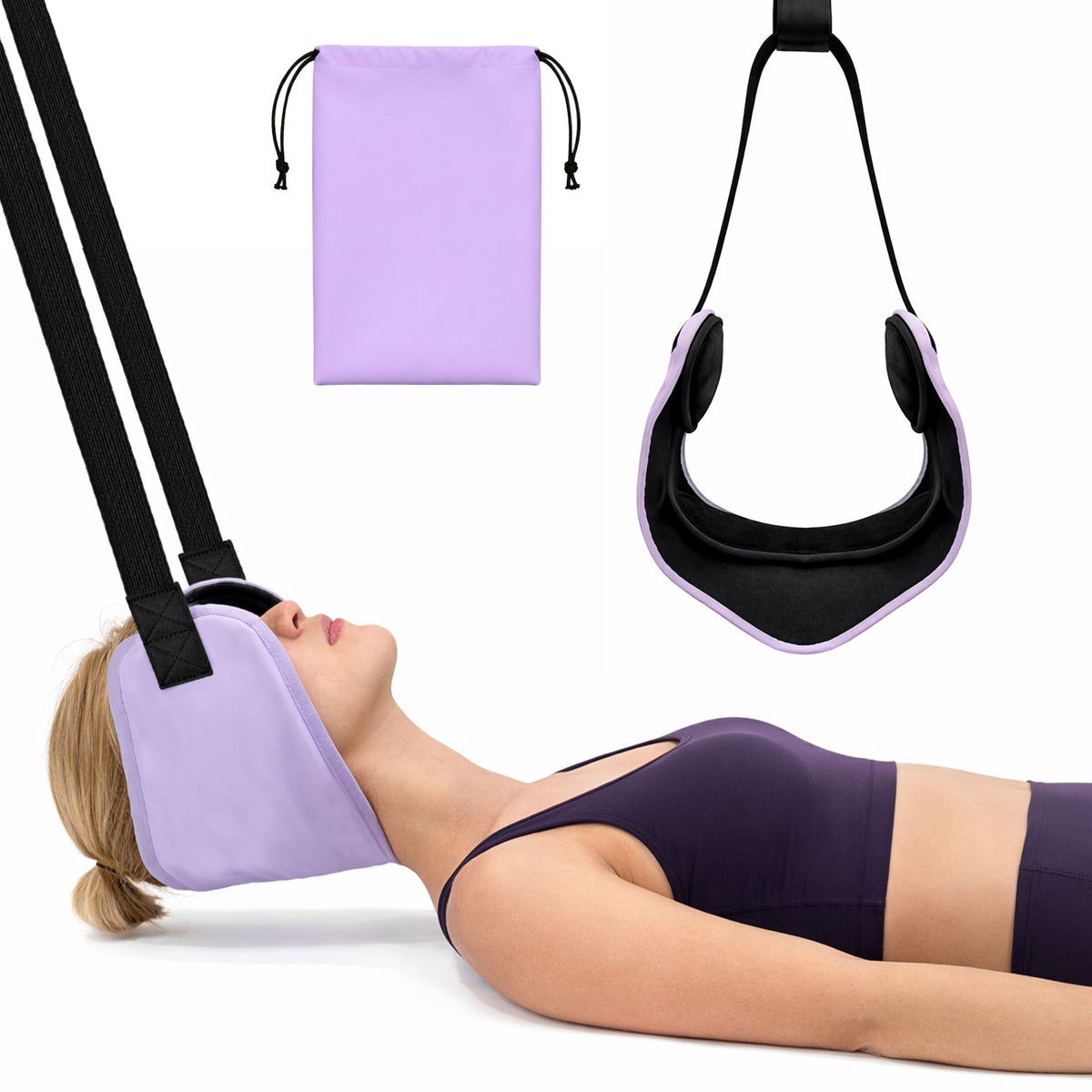 Color-​SPRING SEAON Adjustable Neck Hammock Neck Stretcher - Portable with 2 Pads for Home & Office (Navy Blue) - SpringSeaon