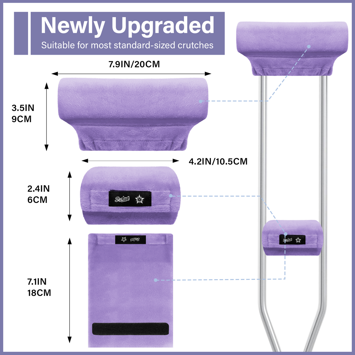 Color-​SPRING SEAON Plush Padded Crutches Covers Velvet Underarm Crutch Pads Non Slip - SpringSeaon
