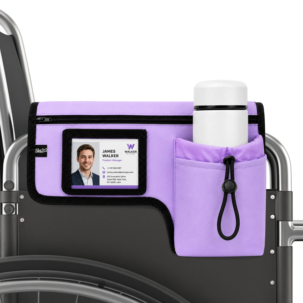 SPRING SEAON Wheelchair Side Bag with Cup Holder & Armrest Pouch - Multi-Pocket Organizer