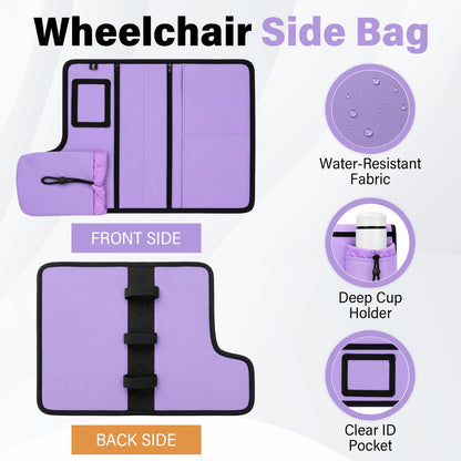 SPRING SEAON Wheelchair Side Bag with Cup Holder & Armrest Pouch - Multi-Pocket Organizer