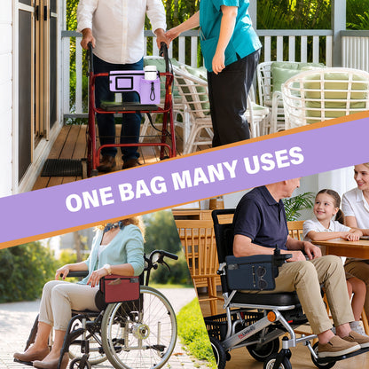 SPRING SEAON Wheelchair Side Bag with Cup Holder & Armrest Pouch - Multi-Pocket Organizer