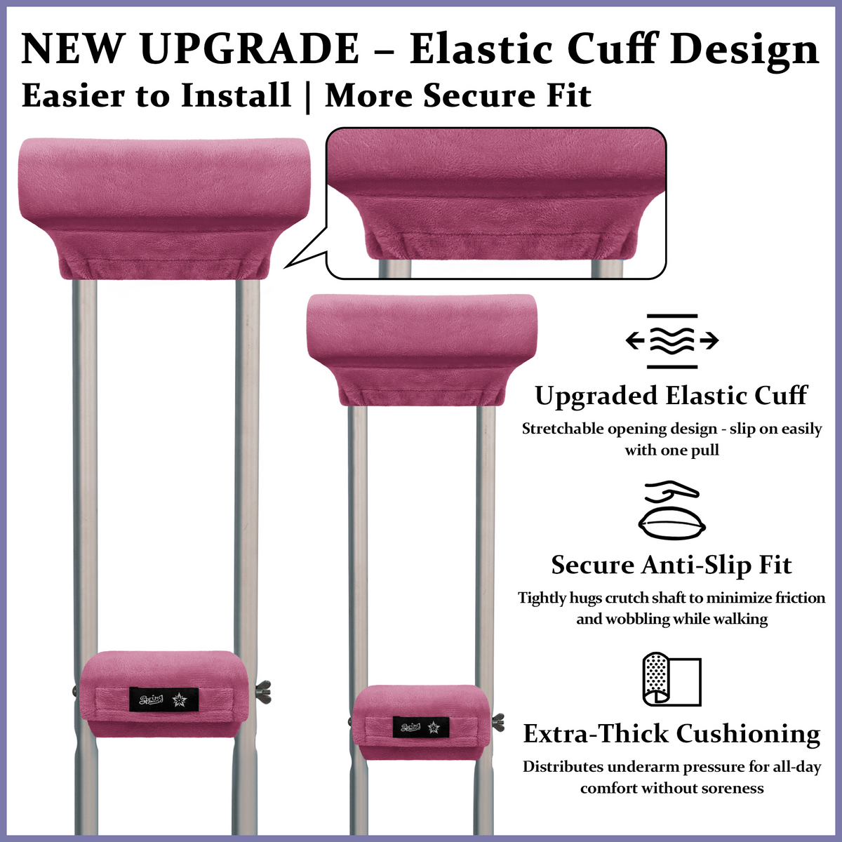 Color-​SPRING SEAON Plush Padded Crutches Covers Velvet Underarm Crutch Pads Non Slip - SpringSeaon