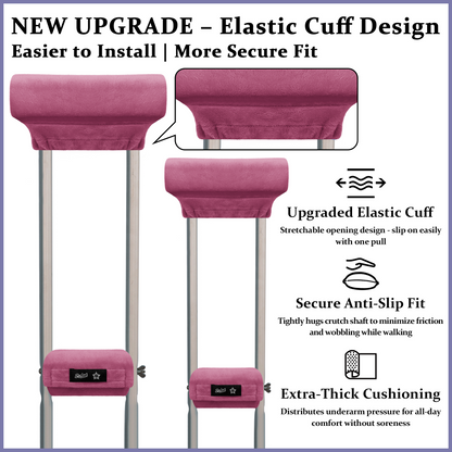 Color-​SPRING SEAON Plush Padded Crutches Covers Velvet Underarm Crutch Pads Non Slip - SpringSeaon