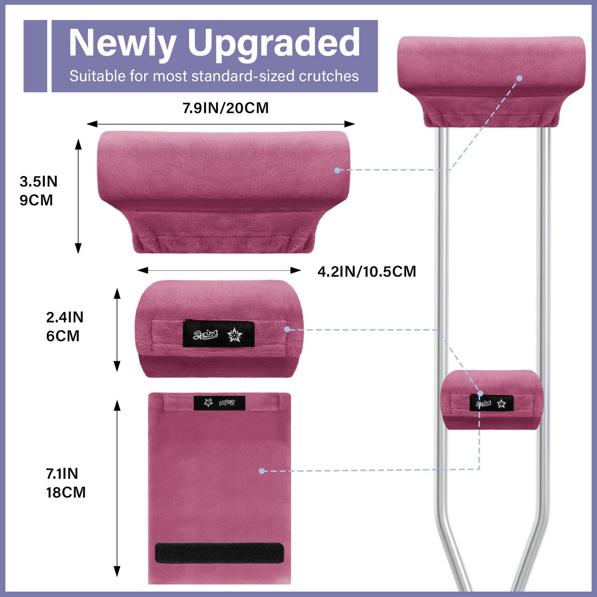 Color-​SPRING SEAON Plush Padded Crutches Covers Velvet Underarm Crutch Pads Non Slip - SpringSeaon