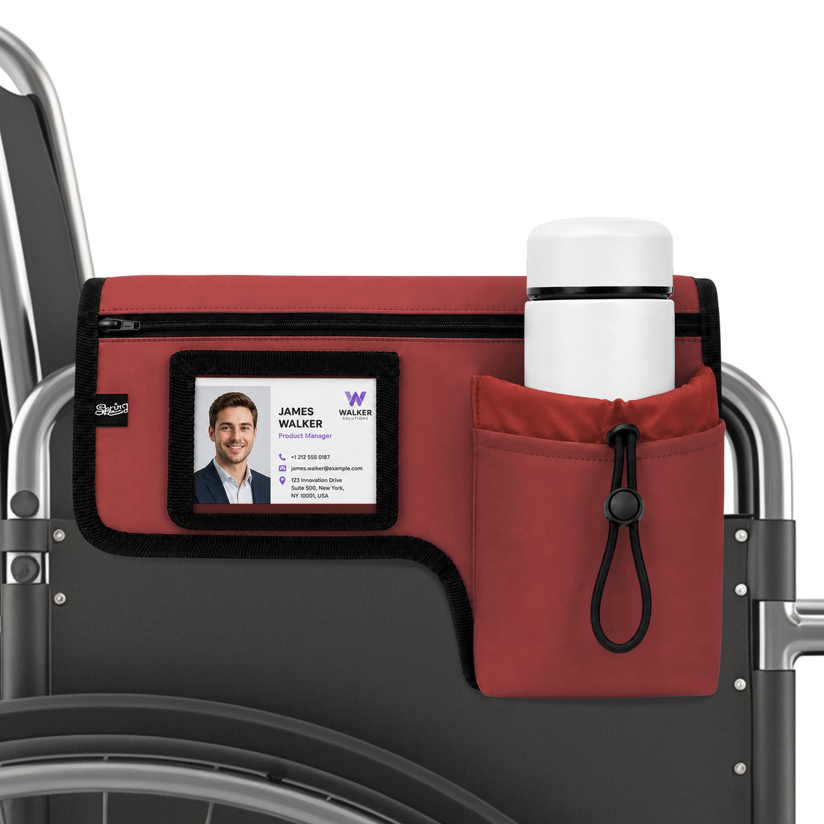 SPRING SEAON Wheelchair Side Bag with Cup Holder & Armrest Pouch - Multi-Pocket Organizer