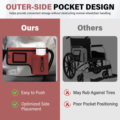 SPRING SEAON Wheelchair Side Bag with Cup Holder & Armrest Pouch - Multi-Pocket Organizer