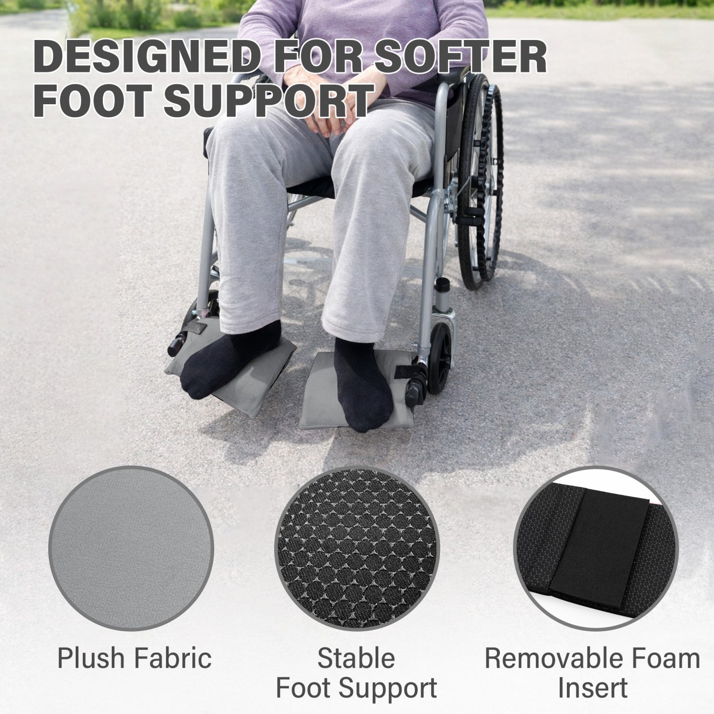 SPRING SEAON Wheelchair Footrest Covers, Soft Plush Foot Rest Pads