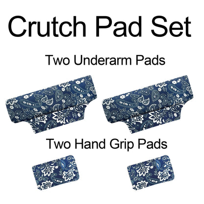 SpringSeaon Blue Flora Pattern Underarm Crutch's Pad and Hand Grip Covers Universal Crutch Accessories